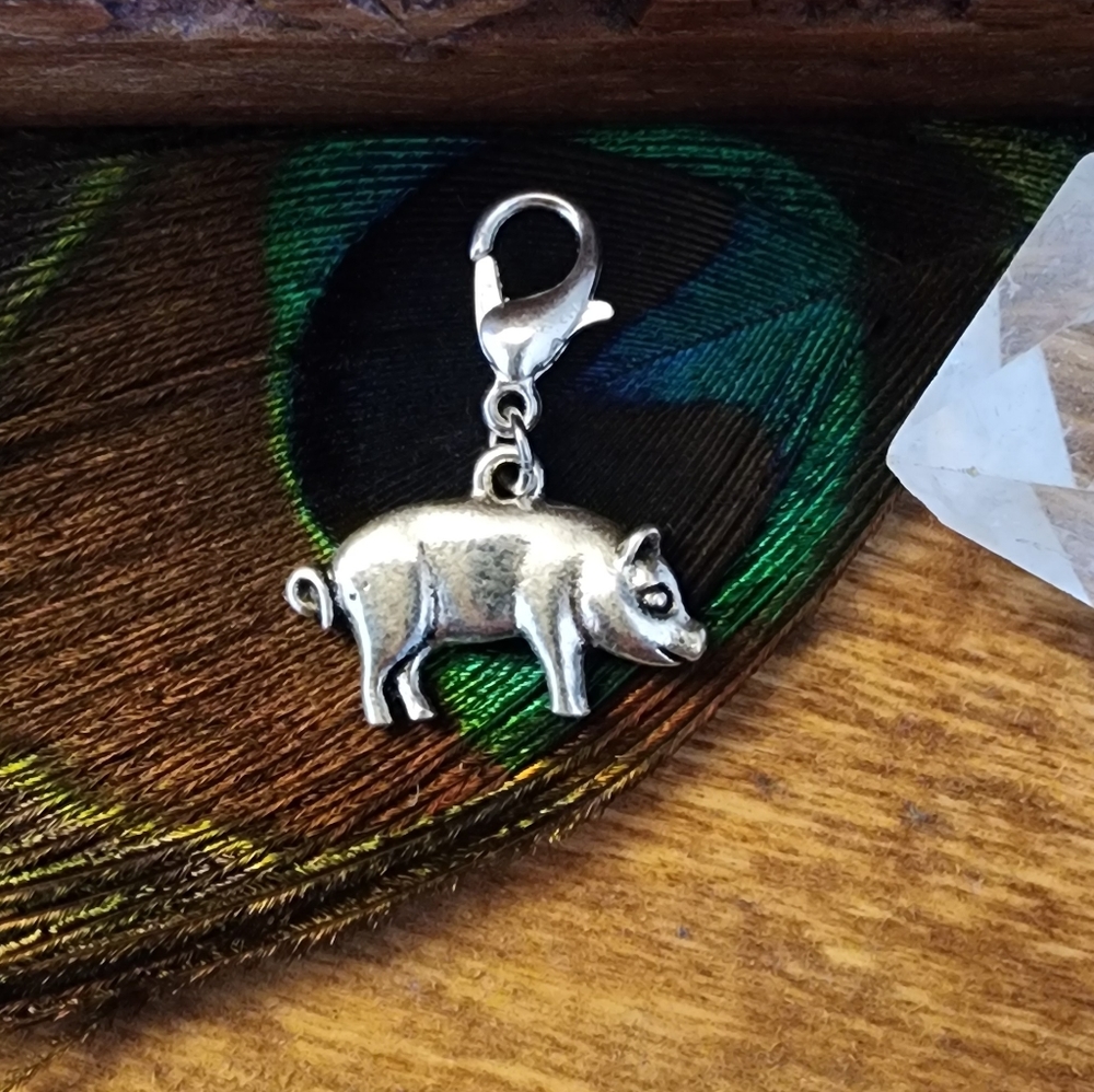 5/$25 Pig Charm for Bracelet Country Cowgirl Bag Clip on Cowboy Ranch Farm Girl